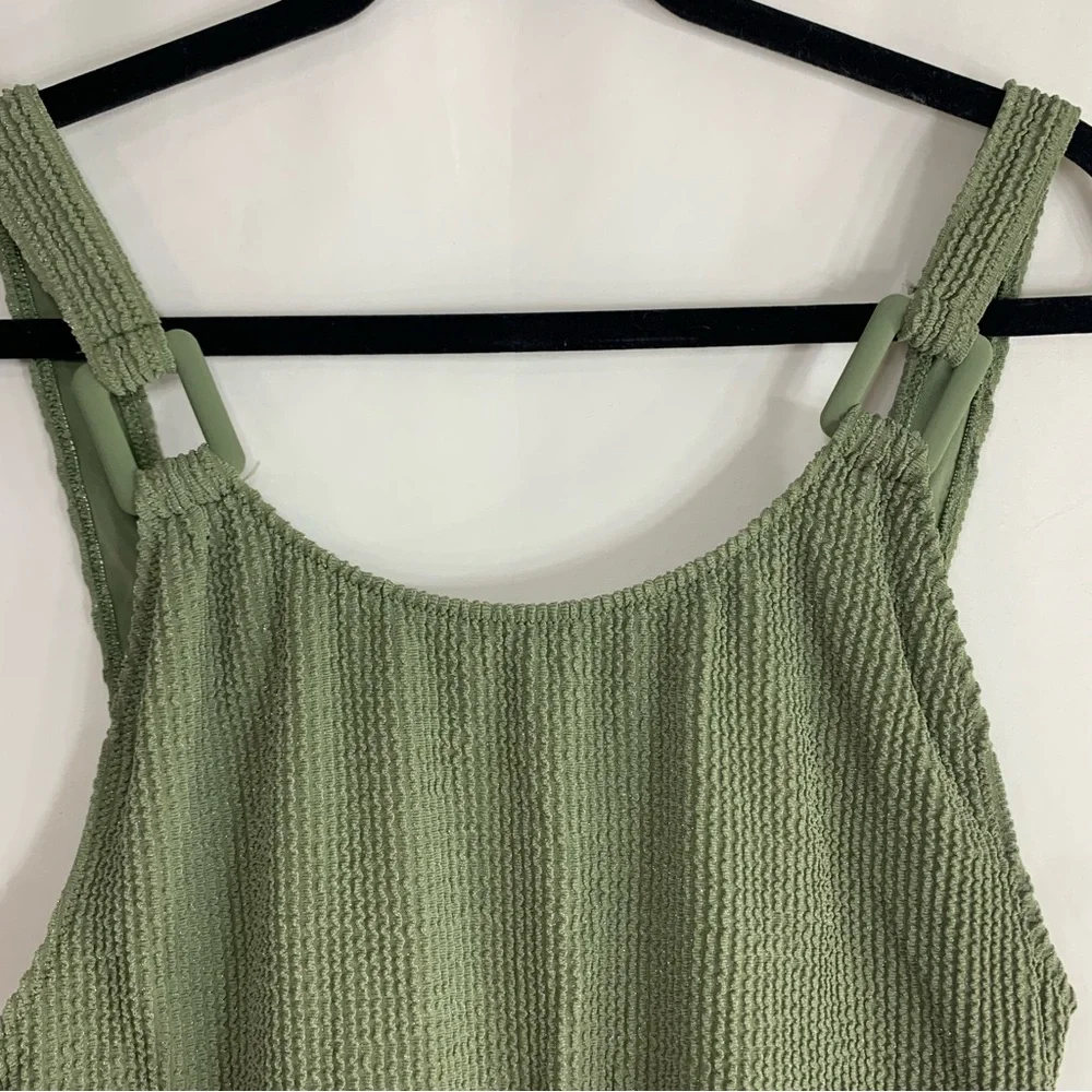 NWT Aerie Crinkle Birthday Scoop Cheekiest One Piece Olive Swimsuit, size M & XL